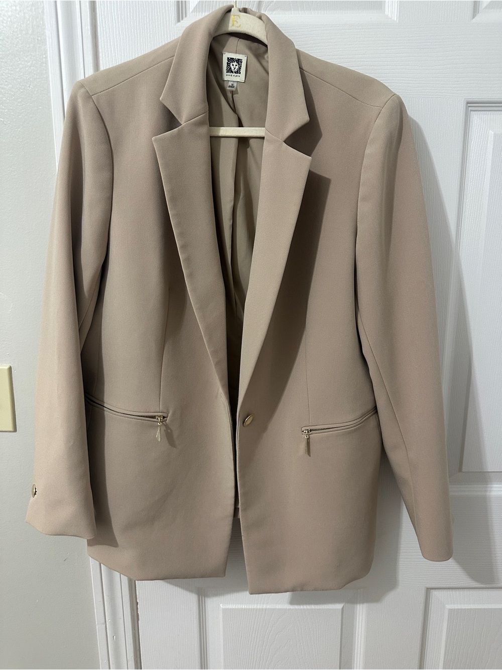 Anne Klein Beige Single-Button Blazer